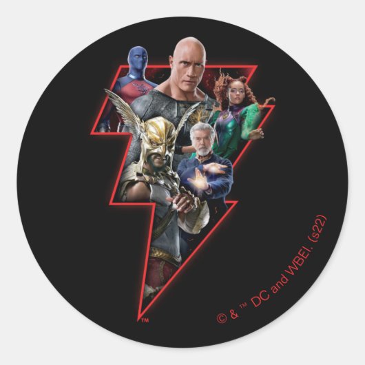 Black Adam Group Lightning Graphic Ronde Sticker (Voorkant)