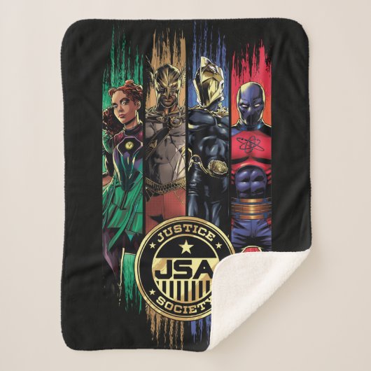 Black Adam Justice Society Heroes In Stripes Sherpa Deken (Voorkant)