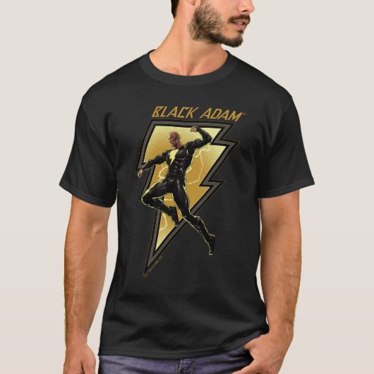 Black Adam Lightning Bolt Character Illustration T-shirt (Voorkant)