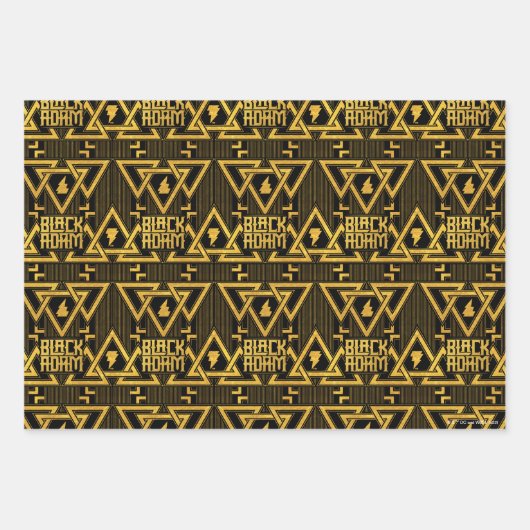Black Adam Lightning Bolt Triangular Pattern Inpakpapier Vel (Voorkant 2)