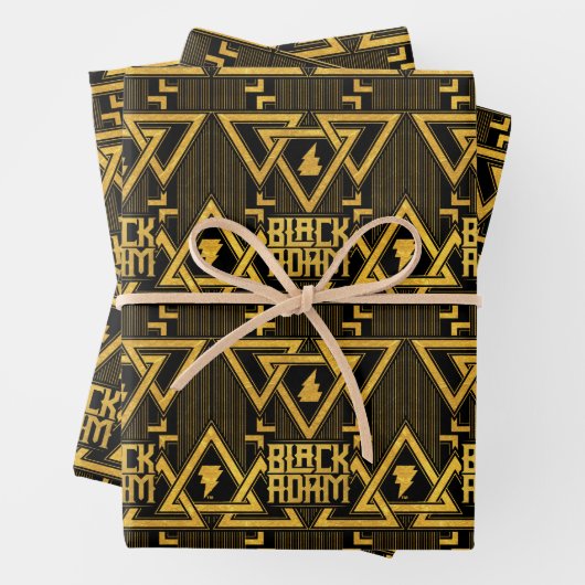 Black Adam Lightning Bolt Triangular Pattern Inpakpapier Vel (In situ)