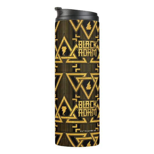 Black Adam Lightning Bolt Triangular Pattern Thermosbeker (Geroteerd rechts)