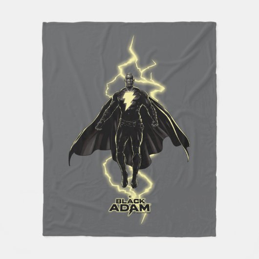 Black Adam Lightning Silhouette Graphic Fleece Deken (Voorkant)
