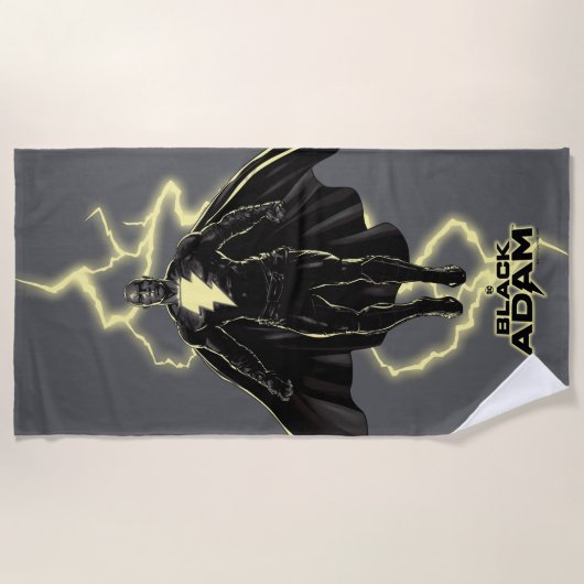 Black Adam Lightning Silhouette Graphic Strandlaken (Voorkant)