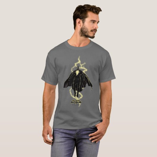 Black Adam Lightning Silhouette Graphic T-shirt (Voorkant volledig)