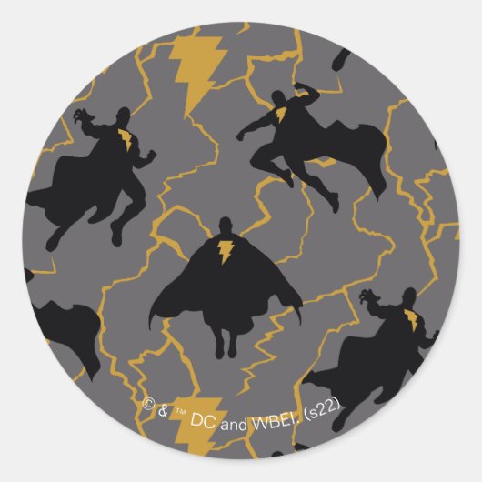 Black Adam Lightning Silhouette Pattern Ronde Sticker (Voorkant)