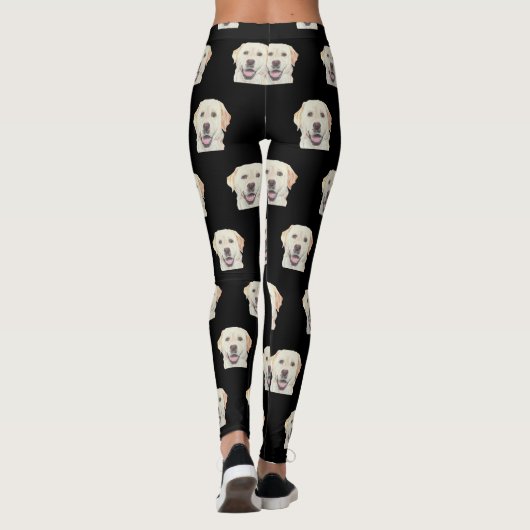 Black Adorable Jaune Labrador Retriever Leggings (Dos)