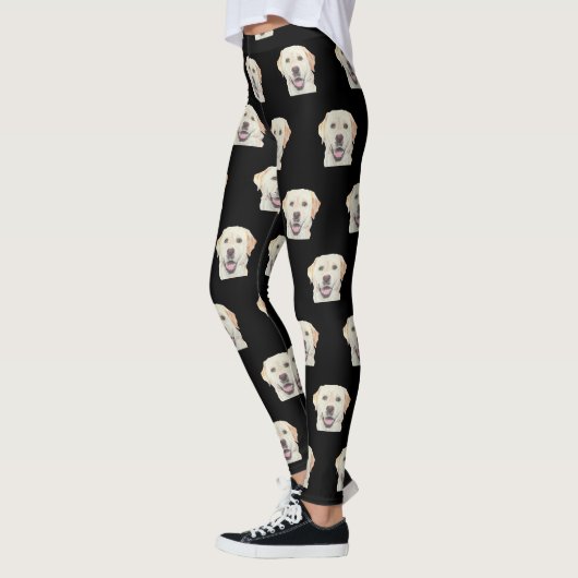 Black Adorable Jaune Labrador Retriever Leggings (Gauche)