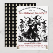 Black Adult Halloween Dance Party uitnodigingskaar Kaart (Voorkant / Achterkant)