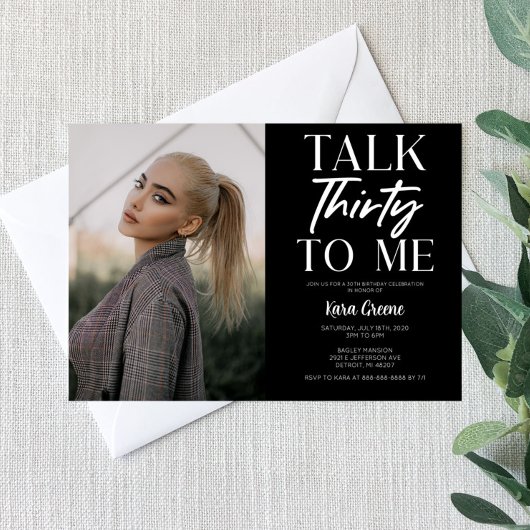 Black Afbeelding Talk Thirty to Me 30th Birthday Kaart