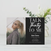 Black Afbeelding Talk Thirty to Me 30th Birthday Kaart (Staand voorkant)
