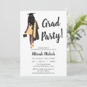 Black African American Girl College Afstuderen Kaart (Staand voorkant)