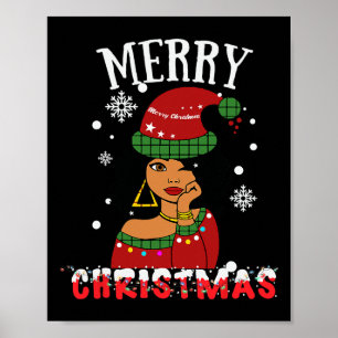 Black African American Merry Kerstmis Melanin Wom Poster