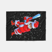 Black African American Santa Claus Baseball Afro C Fleece Deken (Voorkant (Horizontaal))