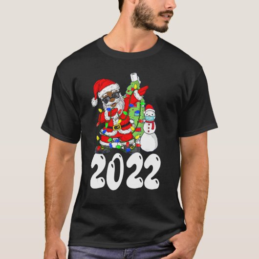 Black African American Santa Claus Christmas pajam T-shirt (Voorkant)