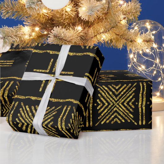 Black African Bogolan Giftwrap Cadeaupapier (Feestdagen)