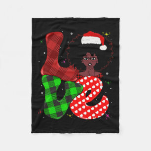 Black African Girl American Melanin-kerstzant Fleece Deken