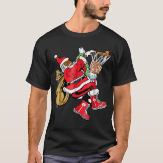 Black African Santa Claus Basketball Chri T-shirt