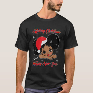 Black African Santa Kerstmis Melanin Gir T-shirt