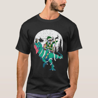 Black African Santa T Rex with Mask Ugly T-shirt