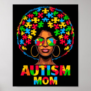 Black Afro Mom Amerikaans Autisme Bewustzijn Poster
