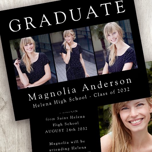 Black Afstuderen Four Fotoaankondiging Flyer