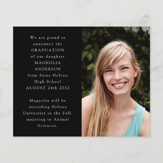 Black Afstuderen Four Fotoaankondiging Flyer (Achterkant)