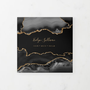 Black Agate Faux Gold Foil drievoudig Brochure Drieluik Kaart