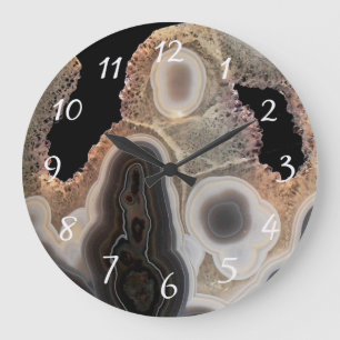 Black Agate Faux Marble Stone Gem Clock Grote Klok
