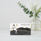 *~* Black Agate Gold Glitter - Goddess Celestial Visitekaartje (Staand voorkant)