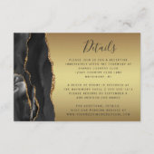 Black Agate Gold Ombre Script Wedding Details Informatiekaartje (Voorkant)