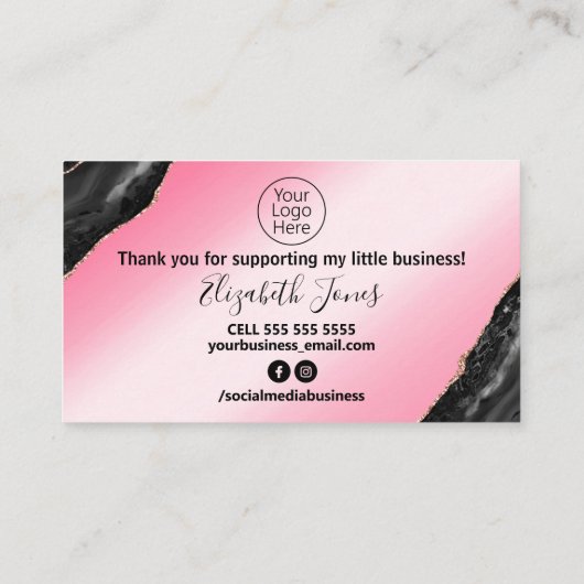 Black Agate Pink Hartelijk dank voor uw aankoop Visitekaartje (Achterkant)