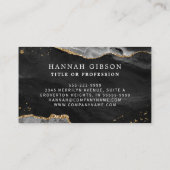 Black Agate Script Monogram Faux Gold Glitter Visitekaartje (Achterkant)