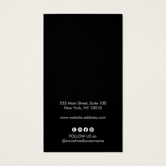 Black Ajouter Logo Social Media Écouter Carte d'af (Dos)