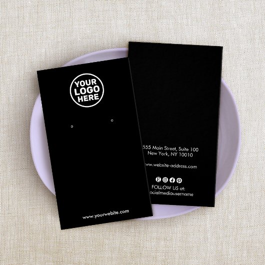 Black Ajouter Logo Social Media Écouter Carte d'af