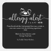Black Allergy Alert Warning Egg Minimalist Vierkante Sticker (Voorkant)