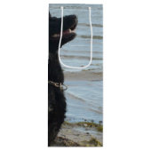 Black Alsatian Silhouette Wijn Cadeautas (Voorkant)