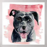 Black American Bulldog Waterverf Painting