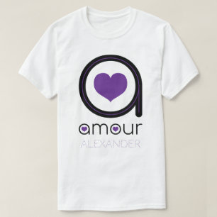 Black Amour Love, Paars Heart, Name Personalized T-shirt