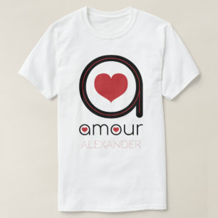 Black Amour Love, Red Heart, Name Personalized T-shirt