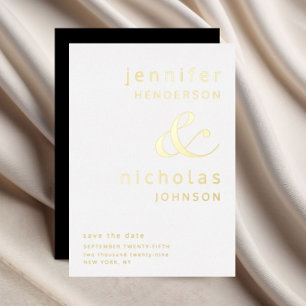 Black Ampersand Wedding Save the Date Gold Folie Uitnodiging