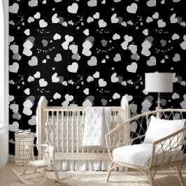 Black an white love hearts wallpaper behang