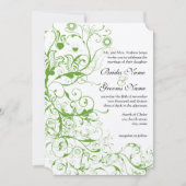 Black and Apple Green Bird Wedding Invite Kaart (Voorkant)