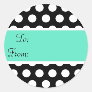 Black and Aqua Polka Dot Gift Label Sticker