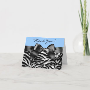 Black and Baby Blue Zebra Merci Cartes