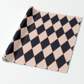 Black and Beige Argyle Diamond Stripe Pattern Cadeaupapier (Uitgerold)