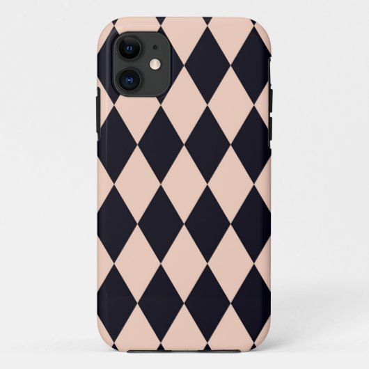 Black and Beige Argyle Diamond Stripe Pattern Case-Mate iPhone Case (Achterkant)