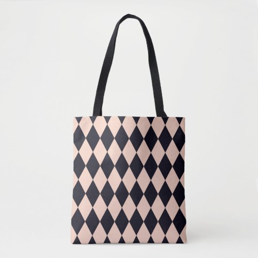 Black and Beige Argyle Diamond Stripe Pattern Draagtas (Voorkant)