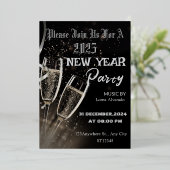 Black and Beige Modern New Year Party Invitation (Debout devant)