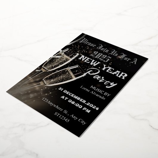 Black and Beige Modern New Year Party Invitation (Rotation)